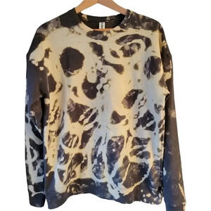 Ice Tie Dyed Gray White Crewneck Sweatshirt Medium